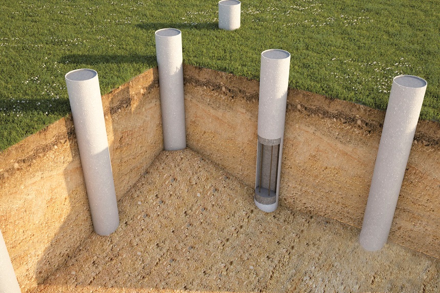 Установка и бетонирование асбесто-цементных труб